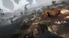 A surreal, alien landscape with floating islands, strange flora, and a large, insect-like spacecraft. Produktbild-Vorschau