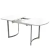 A white rectangular dining table with silver metal legs, shown from a side angle against a white background. The table appears to be extendable. Anteprima dell’immagine prodotto