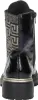 A rear view of a black boot with a patterned shaft and a thick sole. Voir les images du produit