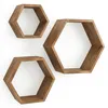 IvoQ Hexagon Wandregale Holz - 3er Set - Kiefer - Produktbild-Vorschau 1