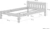 A diagram of a white wooden bed frame with dimensions indicated by lines and text. Produktbild-Vorschau