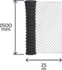 A roll of chain-link fence with dimensions indicated. Produktbild-Vorschau