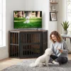 COSTWAY 2-in-1 hondenkooi, hoekige hondenbox met Productafbeelding-voorbeeld 9