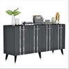 A dark gray sideboard with silver accents and decorative items on top, presented against a white background. Anteprima dell’immagine prodotto