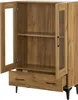 An open wooden cabinet with glass doors and drawers. Anteprima dell’immagine prodotto