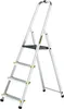 A silver step ladder with four steps is shown against a white background. Náhled obrázku produktu