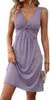 ASKSA Damen V-Ausschnitt Kleid Aermellos Einfarbig Produktbild-Vorschau 1