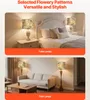 A collage showing table lamps and floor lamps with floral patterned lampshades in bedroom and living room settings. Náhľad obrázku produktu