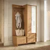 Garderobe SUNA Flurmöbel Set mit Spiegel Schuhschrank Eiche Produktbild-Vorschau 1