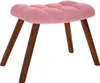 A pink velvet stool with wooden legs on a white background. Náhľad obrázku produktu