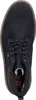 A top-down view of a black boot with laces and a gray knitted collar. Produktbild-Vorschau