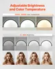 Collage showing adjustable brightness and color temperature of a lamp, with portraits of a woman under different lighting conditions. Anteprima dell’immagine prodotto