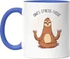 Anti-Stress Tasse Blau Meditation Lustig Spruch Ironie Produktbild-Vorschau 1