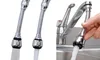 A collage of images showing a flexible faucet extender being used in a kitchen sink. Produktbild-Vorschau