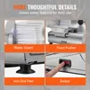 A collage of four close-up images highlighting different features of a meat slicer, with text overlays describing each feature. Náhled obrázku produktu