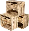 Three wooden crates stacked on a white background. Produktbild-Vorschau
