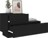 A black bedside table with two drawers, one of which is open. A framed picture and a potted plant are on top of the table. Náhled obrázku produktu