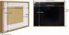 Two views of a wooden shadow box frame with dimensions indicated by measurement lines and text. Náhled obrázku produktu