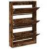 vidaXL Botník kouřový dub 80x21x125,5 cm materiál na bázi Náhled obrázku produktu 1