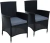 Two black rattan garden chairs with gray cushions are shown against a white background. Produktbild-Vorschau
