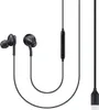 A pair of black AKG wired earphones with a USB-C connector and an inline remote. Voir les images du produit