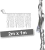 Illustration of string lights with a plug and a size indicator, next to a close-up of the lights. Voir les images du produit