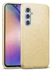 A gold glitter phone case is shown on a white background, with a portion of a smartphone visible. Produktbild-Vorschau