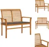 vidaXL Gartenbank mit Taupe Auflage 112 cm Massivholz Teak Produktbild-Vorschau 1