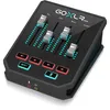 A black audio mixer with sliders and buttons, shown from a slightly elevated front-left angle on a white background. Produktbild-Vorschau