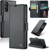 Multiple views of a black leather wallet-style phone case for a Samsung Galaxy A16. Produktbild-Vorschau