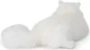 A white plush toy fox lying down, viewed from the back and side. Produktbild-Vorschau
