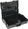 An open black plastic toolbox with a honeycomb pattern on the lid. Podgląd zdjęcia produktu