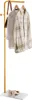 A clothing rack with two shirts and a handbag hanging on it, and a pair of shoes on the base. Anteprima dell’immagine prodotto