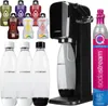 A SodaStream Art Black water carbonator set with multiple flavor bottles and reusable bottles, along with a CO2 cylinder. Anteprima dell’immagine prodotto