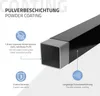 Close-up of a black metal profile with text and icons explaining its features. Produktbild-Vorschau