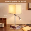 ZMH Tischlampe mit kabel Nachttischlampe 360°Schwenkbar Produktbild-Vorschau 3