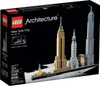 The image shows the packaging of a LEGO Architecture New York City building set, featuring a model of the city's skyline. Anteprima dell’immagine prodotto