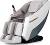A white and gray massage chair with gold accents is shown against a white background. Produktbild-Vorschau