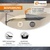 A diagram and text explaining the features of a patio umbrella canopy. Produktbild-Vorschau