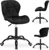 A black velvet office chair is shown from multiple angles against a white background. Náhled obrázku produktu