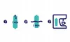 An instructional graphic showing three steps for using a water filter. Produktbild-Vorschau