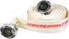 A rolled-up white fire hose with silver metal connectors on both ends, set against a white background. Voir les images du produit