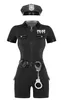 A police costume for women, including a hat, shirt, belt, and handcuffs. Podgląd zdjęcia produktu