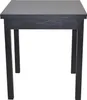 A simple, front-facing studio shot of a dark-colored square table with four legs. Produktbild-Vorschau