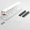 A white cable management channel with various accessories, including screws, cable clips, and ties, arranged on a white background. Produktbild-Vorschau