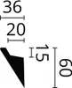 A diagram showing dimensions for a decorative molding or trim piece. Produktbild-Vorschau