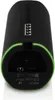 The bottom view of a black Ubiquiti AmpliFi Alien WiFi6 Router with a green illuminated ring around the base. Produktbild-Vorschau