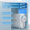 A white water filter system is shown with marketing text overlays highlighting its features and benefits. Anteprima dell’immagine prodotto
