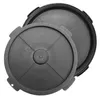Two black plastic lids for a barrel are shown against a white background. One lid is placed on top of the other. Produktbild-Vorschau