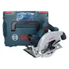 A cordless circular saw and its case are displayed against a white background. Podgląd zdjęcia produktu